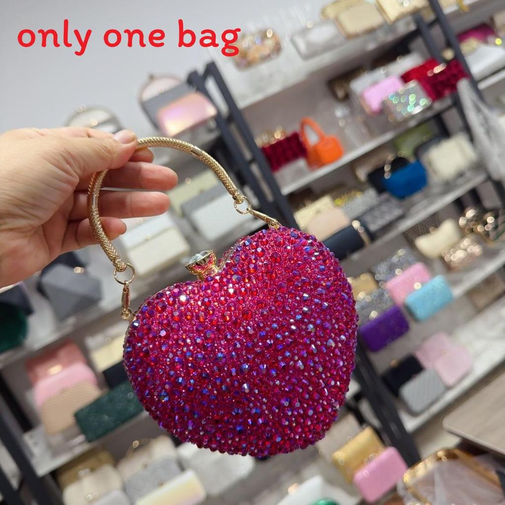 Acrylic Heart Shaped Mini Handbag With Rhinestones And Chain For Evening Wear