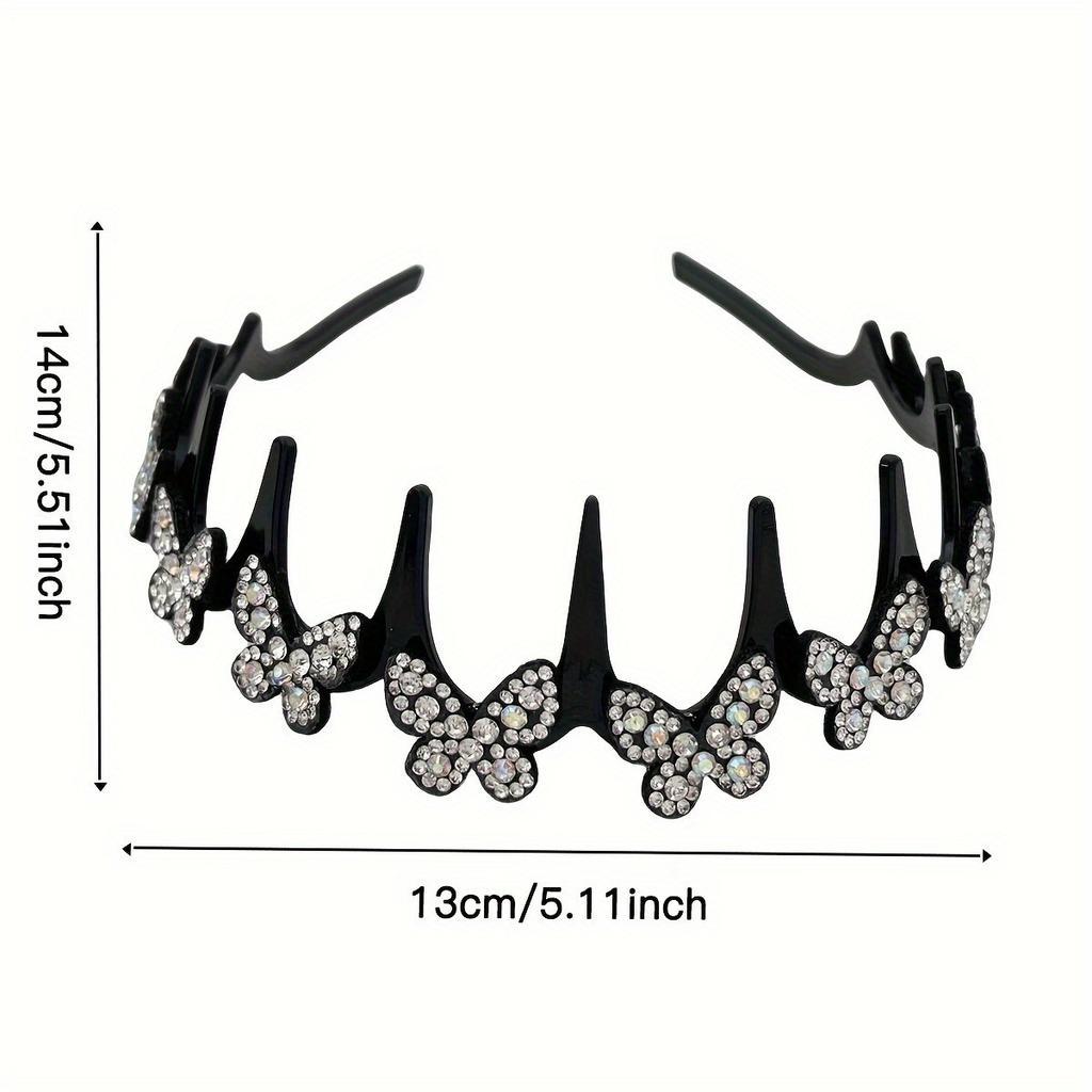 Wellenförmiges Stirnband Strass-Schmetterlings-Stirnband Gewelltes Stirnband Ganztägig Tragbar Haarschmuck Hält abstehende Haare für Damen Erwachsene Teenager