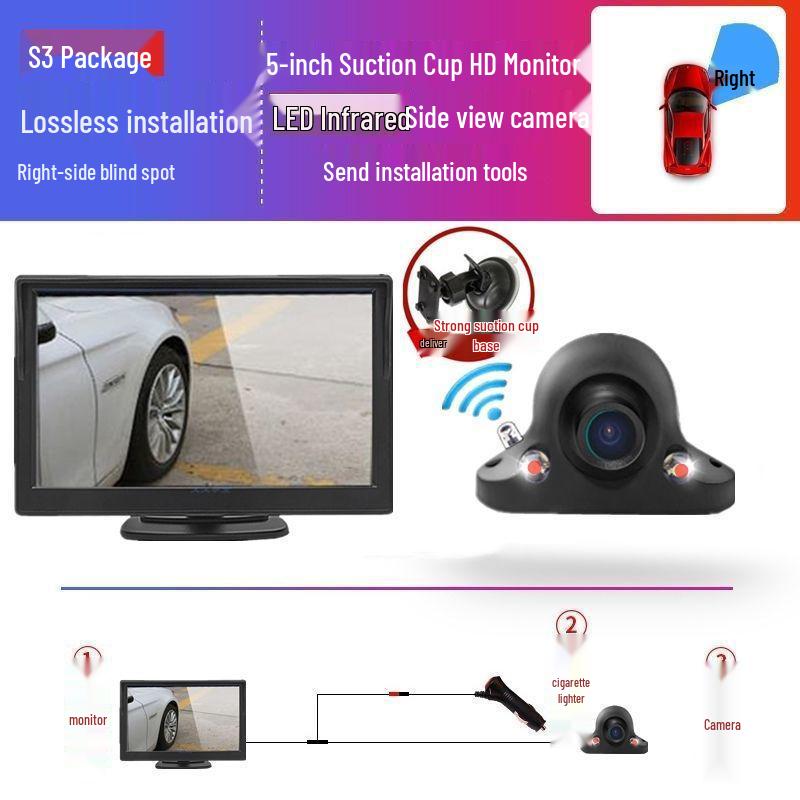Right-Side Blind Spot Dashcam: HD Night Vision, Reversing and Full Car Auxiliary System