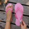 2025 new women's flip-flops flat-bottomed beach toe rubber sole solid color casual and lightweight 1.5cm slippers