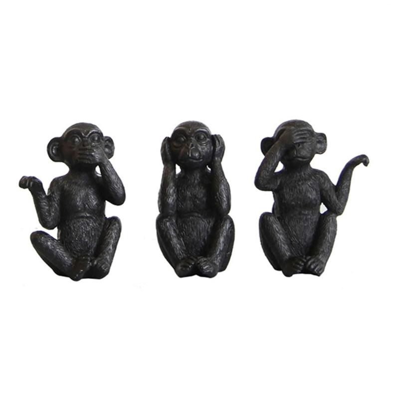 3pcs/set Miniature Monkey Figurines Home Dormitory Dormitory Decoration X3UC