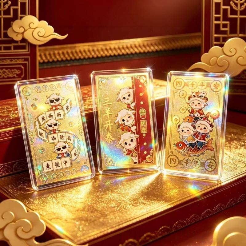 2027 Year Of The Sheep Gold Wealth Good Luck Mobile Phone Stickers Gold Foil Sticker Adhesive For Blessing Lucky Gifts