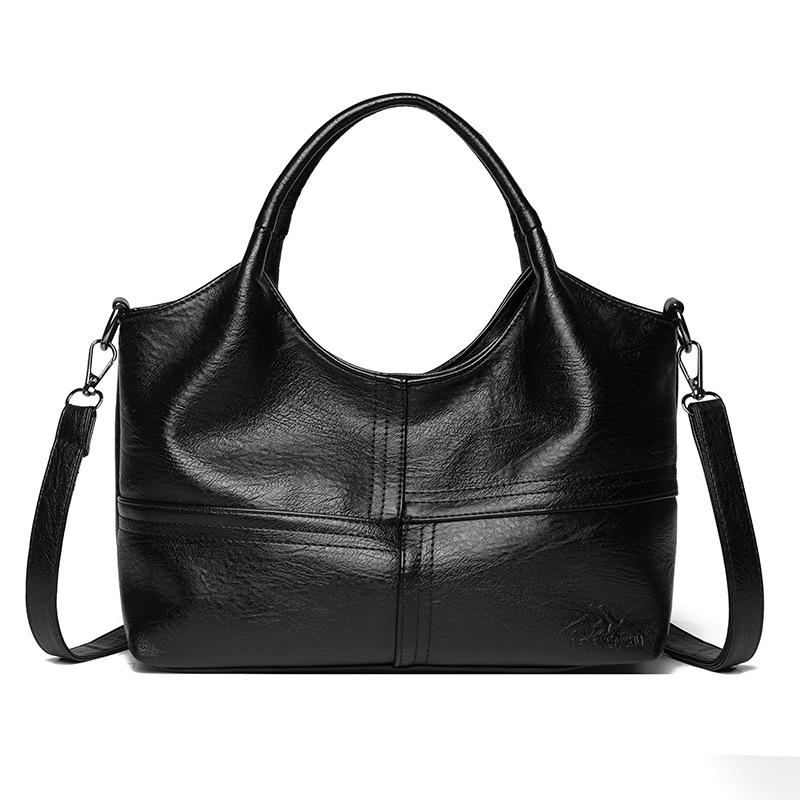 Ladies' Single-shoulder Crossbody Bag, Large-capacity Hand-held Women's Bag, Urban Simple Soft Leather Mom's Big Bag