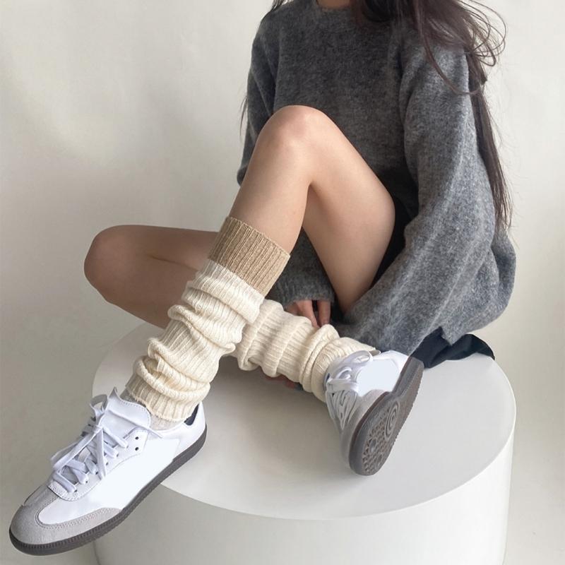 Campus Style Leg Warmers Gothic Knit Long Socks Leggings Gaiters Autumn Winter Cuffs Ankle Heaps Socks