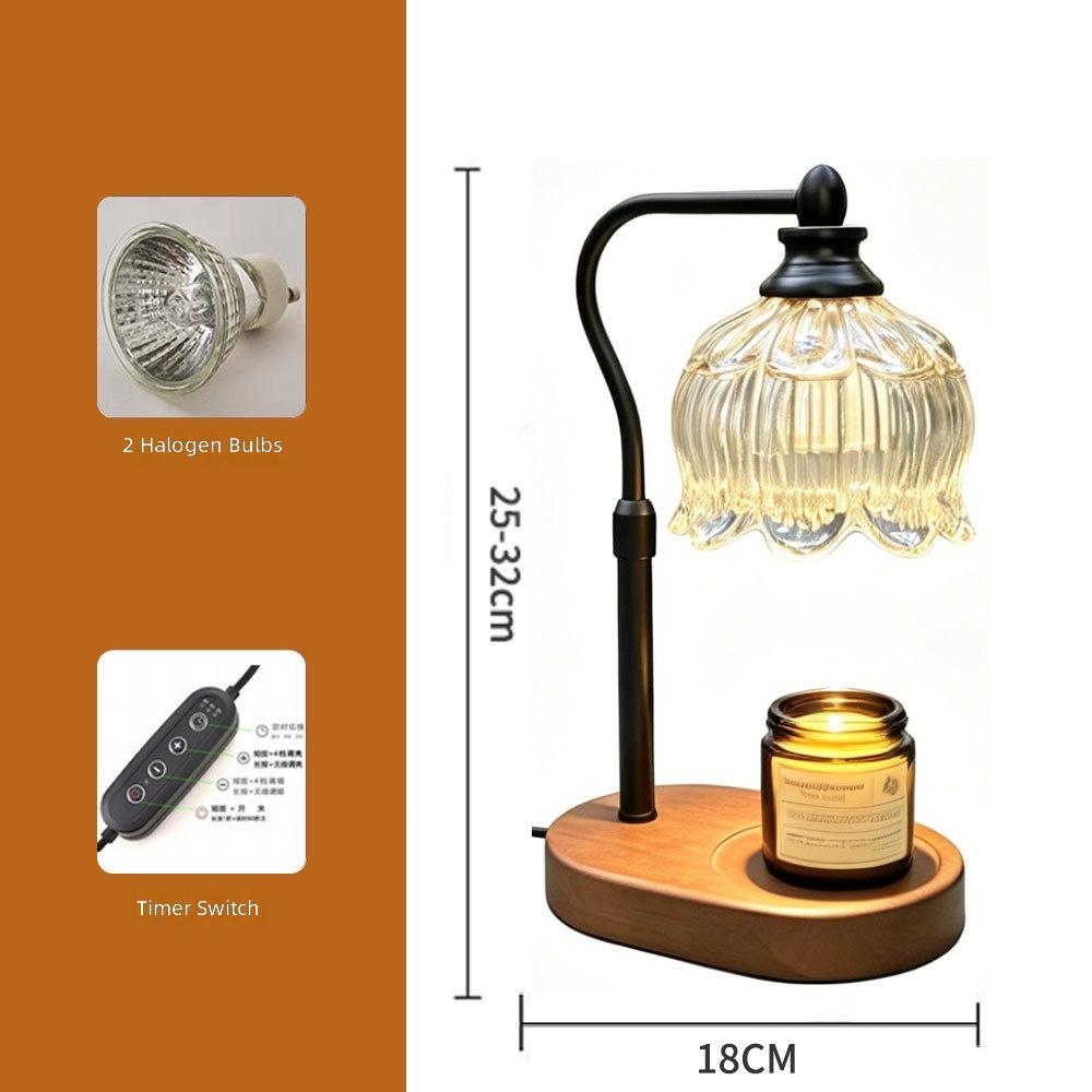 Aromatherapy American Style Flameless Fragrance Wax-Melting Dimmable Table Lamp with Rising-Falling Flame Effect for Bedroom Use