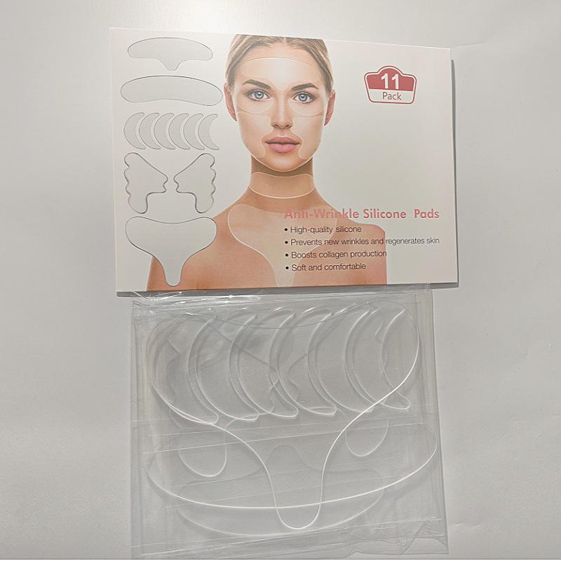Reusable Silicone Anti-Wrinkle Patch Set: Neck, Forehead, and T-Shaped Breast (11 Pieces)