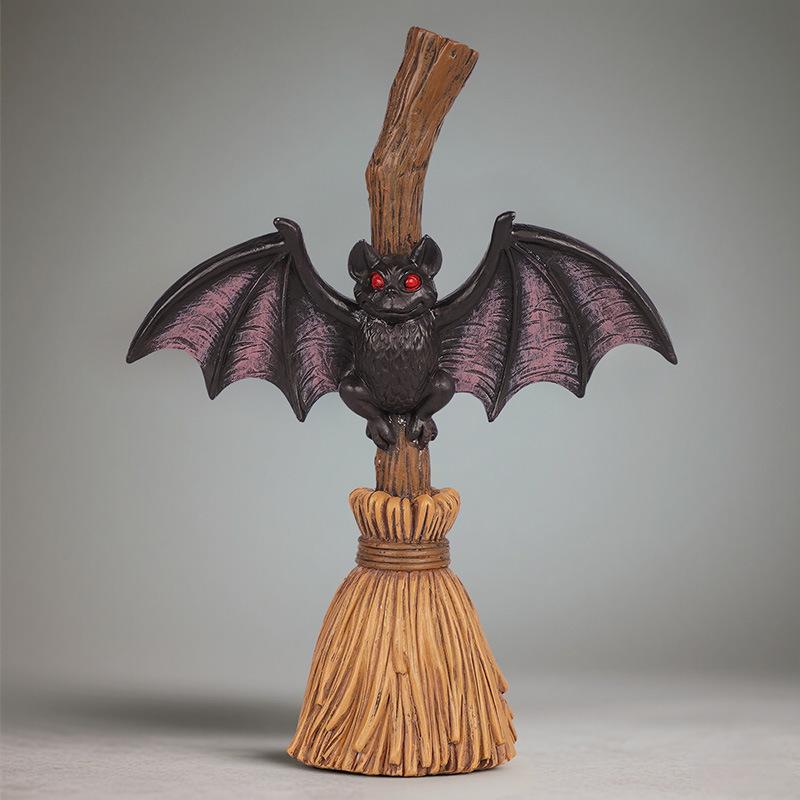 Handcrafted Bat Broom Sculpture Lamp Ornament for The Home