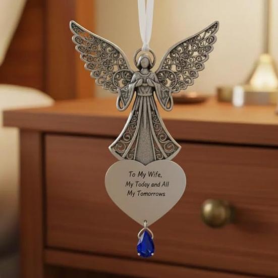 Kovová andělská dekorace s patinou Ručně vyrobený stříbrný motýlí přívěsek Vánoční ozdoba k zavěšení Vzpomínkové dárky pro ženy Ji