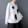 long sleeve oversized  vintage dot shirts & blouses for blouse Casual loose spring autumn tops women button up shirt