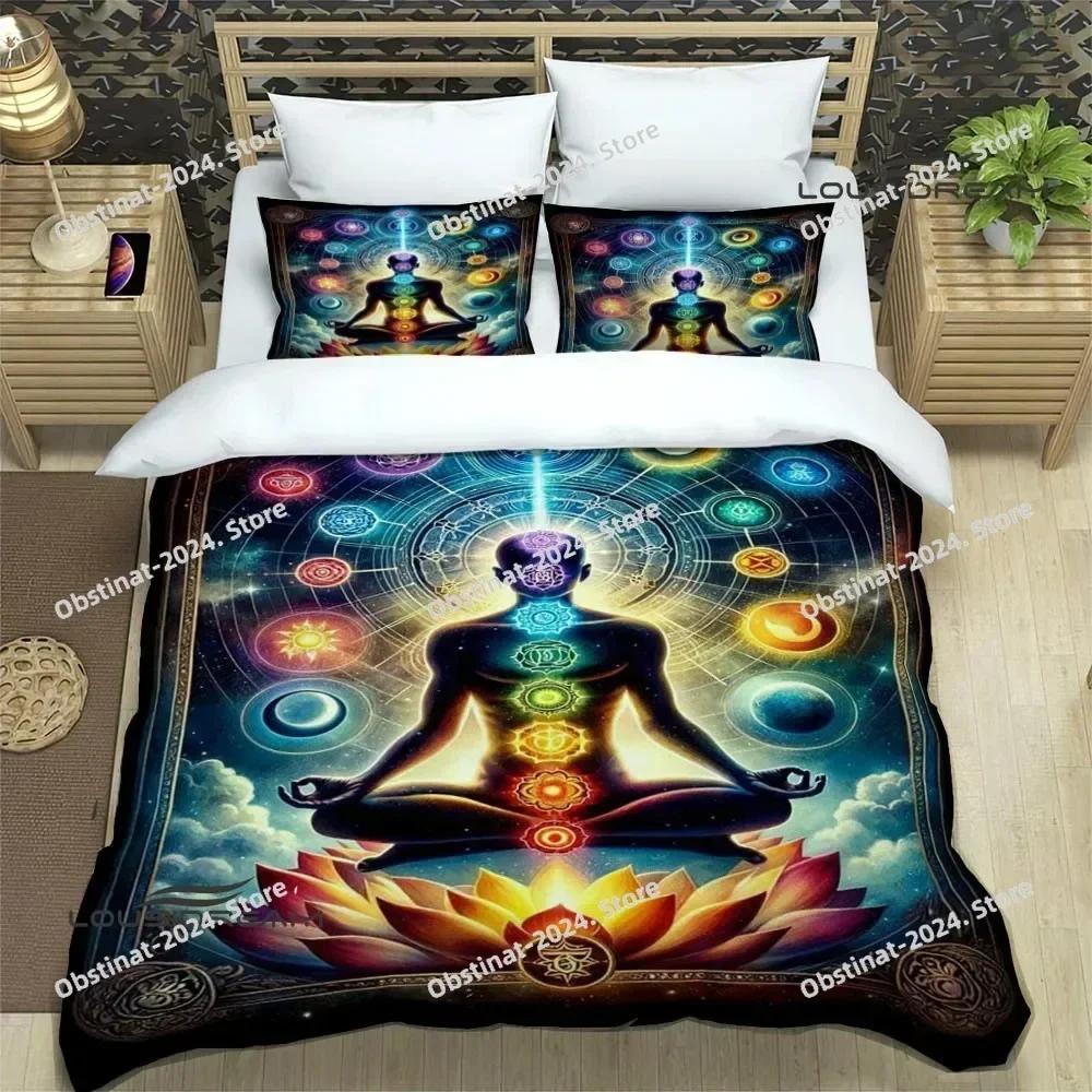 3D Chakra Bedding Set Printed single Comforter Quilt Bed Cover Duvet Cover Pillow Case 3 Pieces Sets Kids Adult Size Linen Sheet