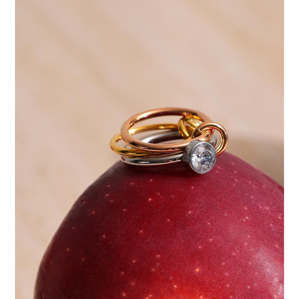 Eetit Delicate Stainless Steel 3 Colors 3 Finger Links Stacked Ring Delicate Popular Attractive Jewelry Accessories