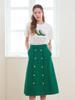 L By L Green Tweed Double Gold Button Skirt