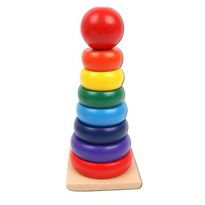 Woodbell Wooden Rainbow Tower, Mixed Colors, 1 Piece, Korean Baby Products