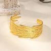 Geometric Bold Feather Cuff Bracelet For Women Gold Color Stainless Steel Feather Opening Bangle Perfect for Daily Wear
