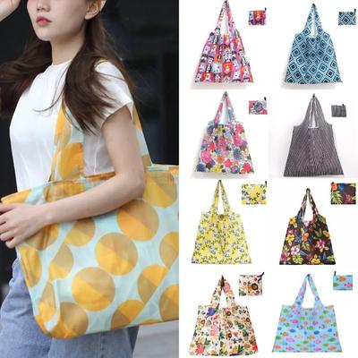 Fashion Large Capacity Folding Shopping Bag Lightweight Portable Recycle Tote Bag Washable Eco-Friendly Storage Bag