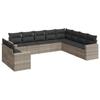 10 Piece Garden Sofa Set with Cushions Light Grey Poly Rattan