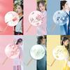 Translucent Embroidered Long-Handled Round Fan for Children's Hanfu and Cheongsam Costumes