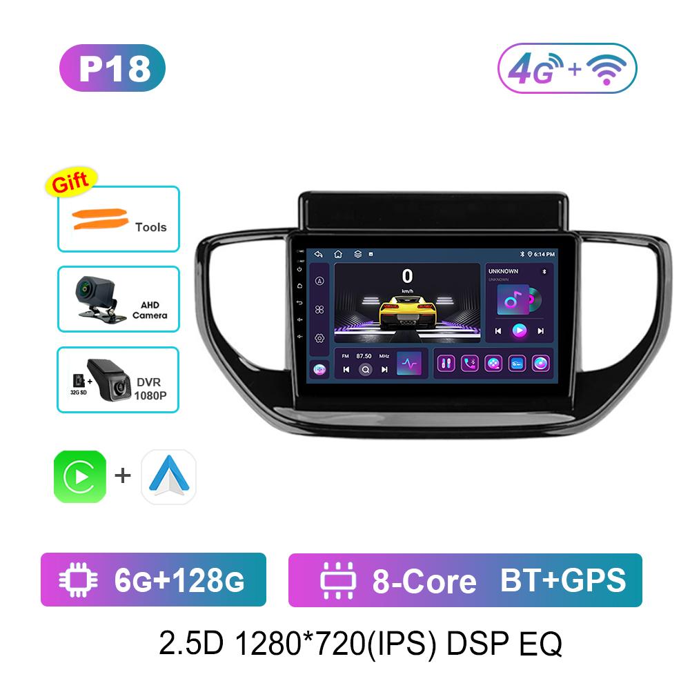 9 Inch DSP Stereo Car Radio Multimedia Player for Hyundai Solaris 2 II 2020 - 2021 GPS Navi Android OS 4G BT WiFi Auto Tools