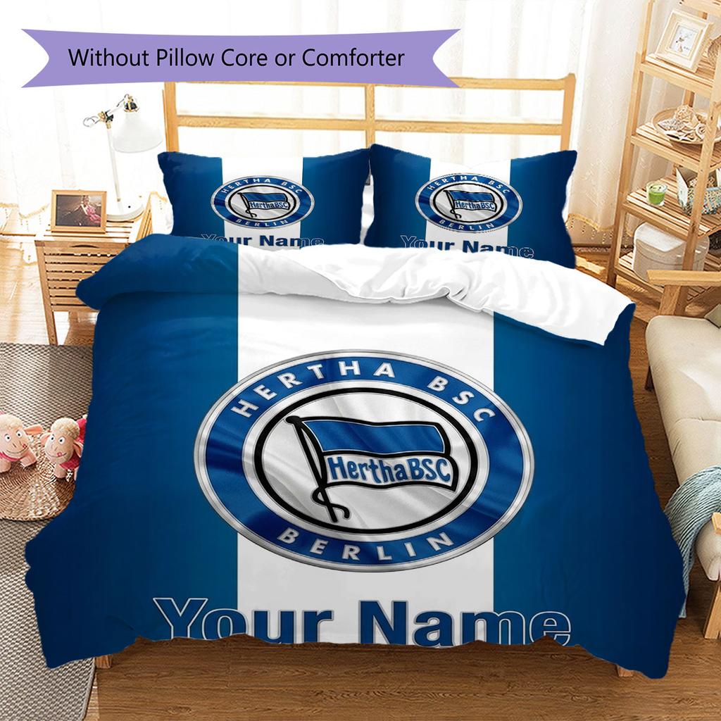 Hertha BSC Custom Name Pattern Bedding,Quilt Set Quilt Cover Pillowcase Home Birthday Gift(1 * Duvet Cover + 2 * Pillowcase, Without Core)