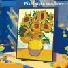 World Famous Creative Moc Sunflower View Series Plant Building Block Oil Painting Yellow Flowers Brick Model Toy