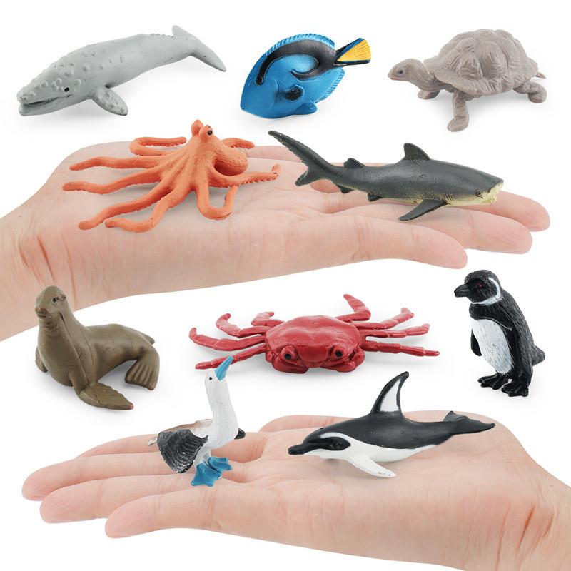 Realistisches Pazifik-Meeresbewohner Modellset PVC Grauer Walhai Krabbe Schildkröte