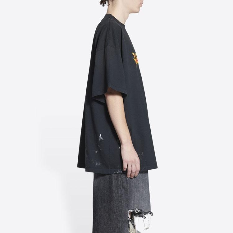 Balenciaga Metallica Short Sleeve T-Shirt Oversized Fit 'Black Orange' Unisex 694576TMV881055
