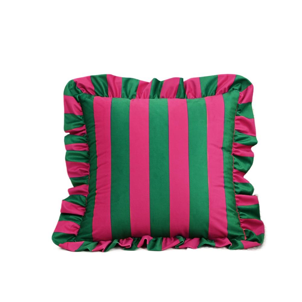 Striped Pillow Case Lotus Leaf Skirt Edge Bedding Pillow Cover  Bedroom Living Room