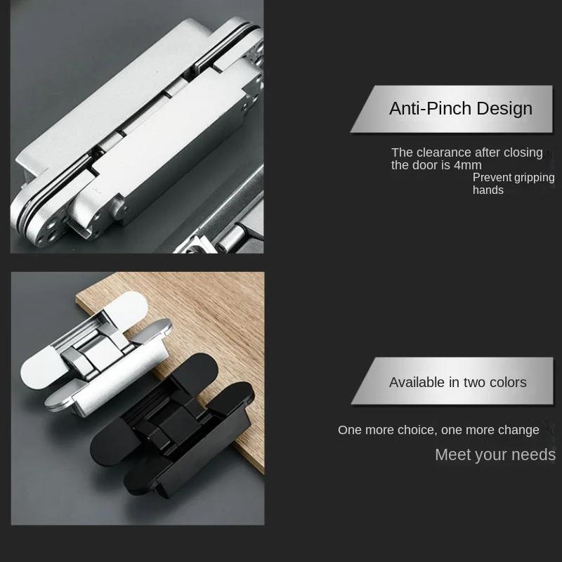 40/80KG Wooden 180 Degrees Hidden Hinge Household Hardware Wide door spacing Invisible Cross Casement Gate Hinge