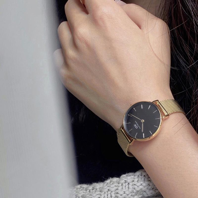 DANIEL WELLINGTON Girls Watch Quartz Movement 28mm Black Dial Women's Watch Simple Temperament Fashionable European and American Watch DW00100349