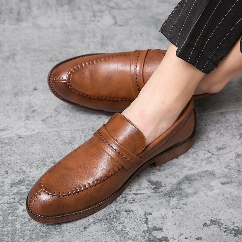 Social Leather Shoes Men Flat Casual Business Leather Shoes Male Classic Men's Loafers Office Dress Shoes