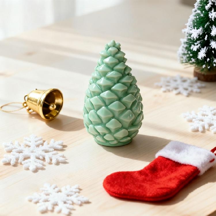 Christmas Tree Pinecone Silicone Candle Mold Heat Resistant Baking Mould For Making Candle Soap Holiday Decoration