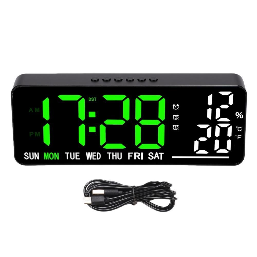 Large Display Digital Wall Clock Green LED Alarm Clock Large Digital Alarm Clock  For Home