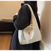 Japanese Style Chic Gingham Checkered Tote Bag Large Capacity Canvas Shoulder Bag for Women
