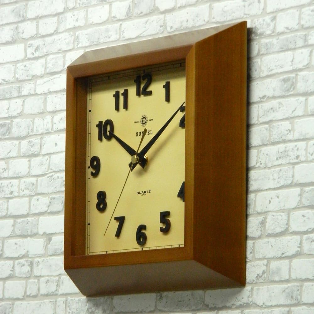 Santeru Square Wall Made in Clock, Brown, Japan, QL696-BR