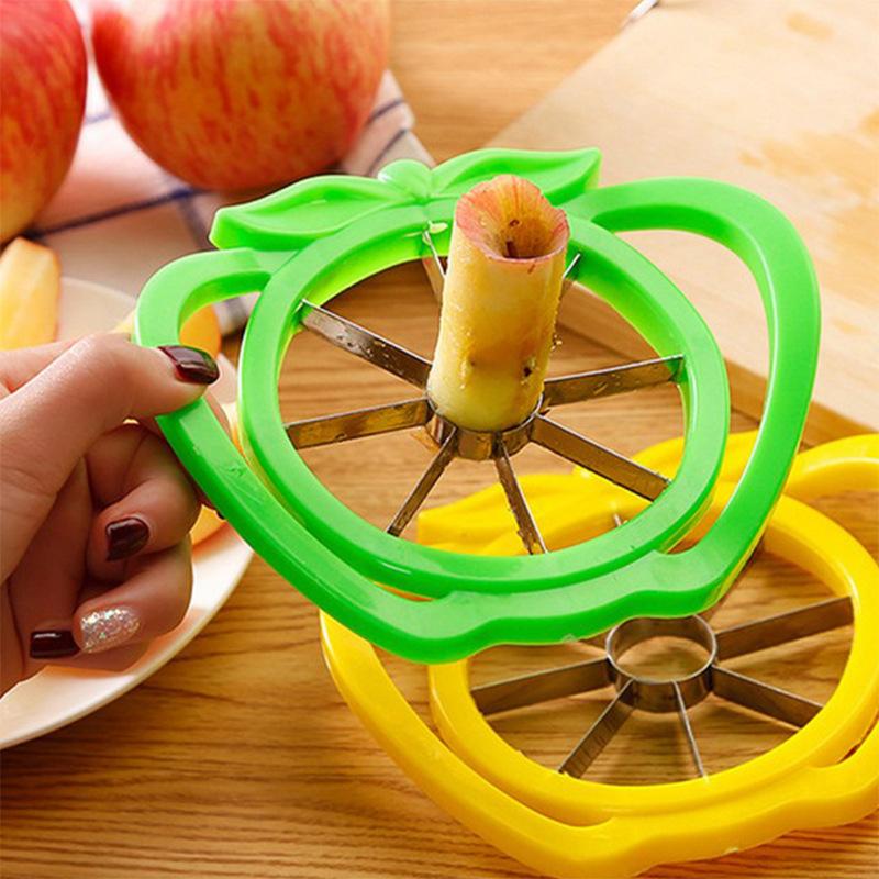 Coupe-pomme en plastique avec manche, couteau à fruits en acier inoxydable, accessoires de cuisine