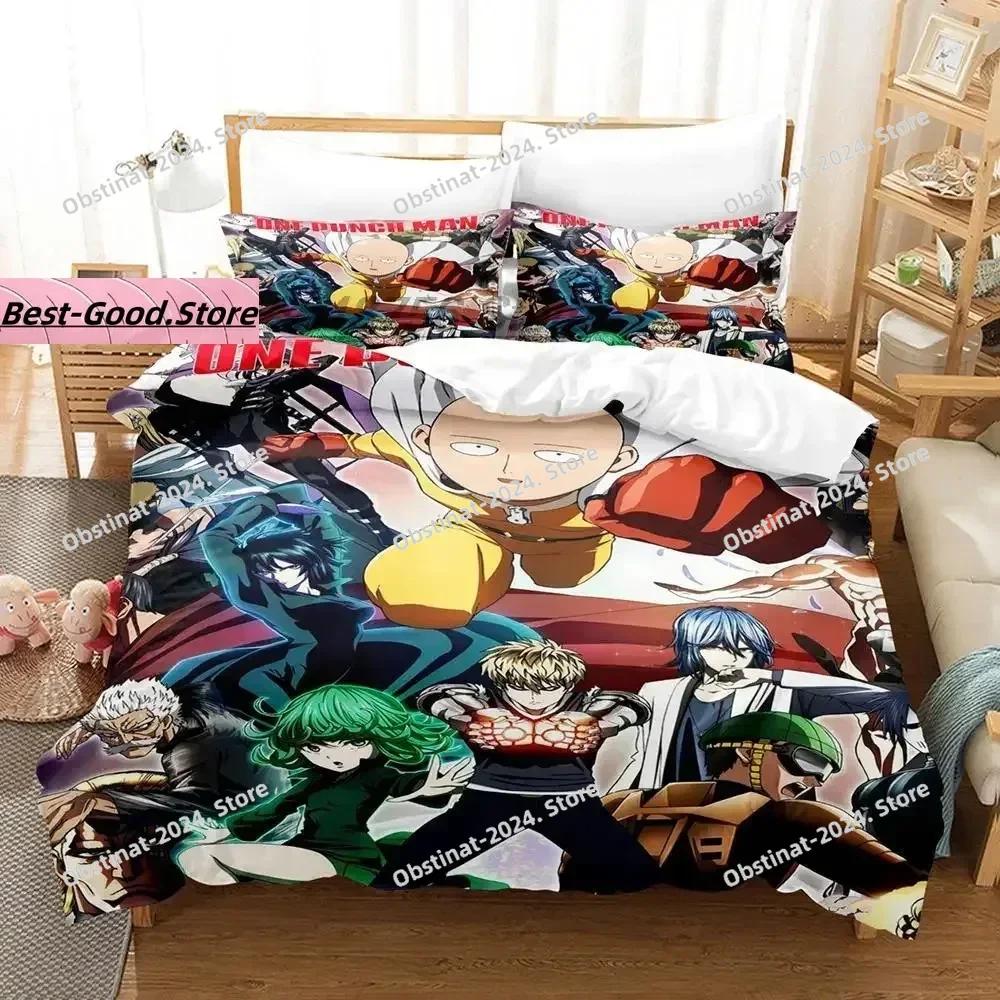One Punch Man Sängkläder Set Enkelt Twin Full Queen King Size Sängset Aldult Barn Sovrum Påslakanset 3D Anime lakan set