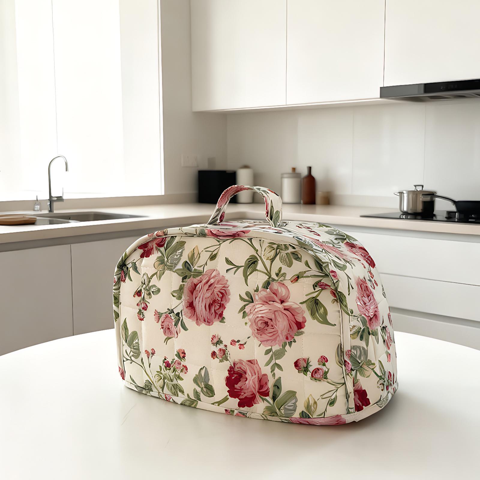 

Floral Printed Toaster Cover with Handle Multifunctional Appliance Protective Bag Wear Resist for New Year Birthday Gifts