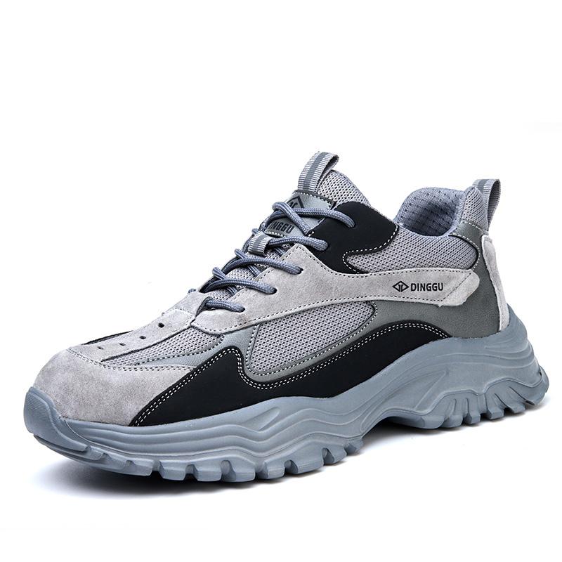 men's fashion steel toe covers work safety shoes summer breathable security boots worker safe sneakers protective footwear male