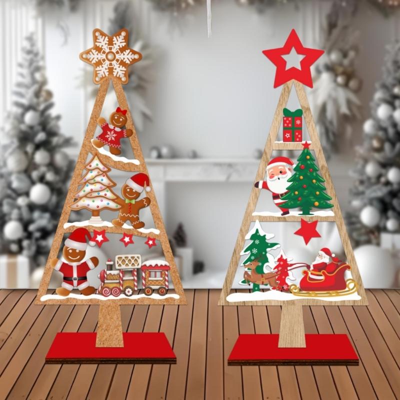 Natural Wood Festival Tree Sculpture Holiday Centerpiece Handmade Desktop Decoration For Christmas Gatherings And Gifts