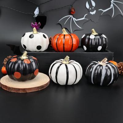 6pcs Halloween Pumpkins Indoor Decorations for Table, Tiered Tray, Desk