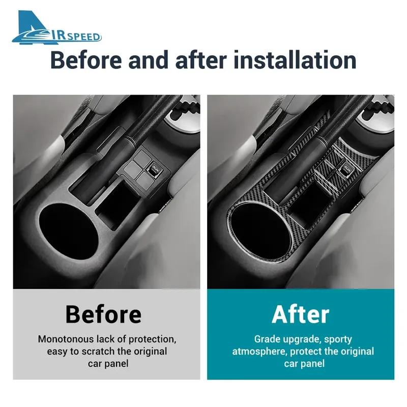 Real Soft Carbon Fiber Sticker LHD RHD Car Gear Handbrake Water Cup Accessories For Toyota Yaris 2006 2007 2008 2009 2010 2011