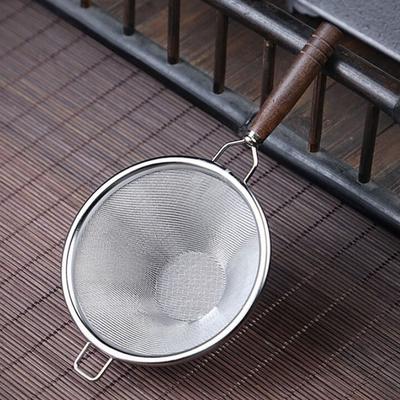 Stainless Steel Tea Strainer Filter Infuser with Wood Handle Chinese Gongfu Tea Set Accessories Tool for Cup Pot Brewing Gift