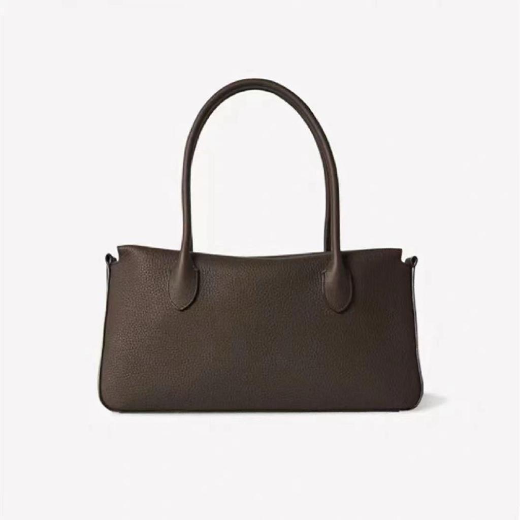 Kendall's Lychee Grain Cowhide Rectangular Baguette Handbag - Luxury Women's Shoulder Bag