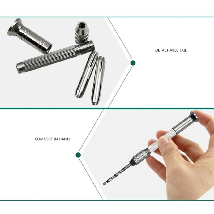 Hand Drill Rotary Tool Manual Twist Drill Bit Aluminum Hand Drill for Jewelry Craft Watchmaker Pin Woodworking