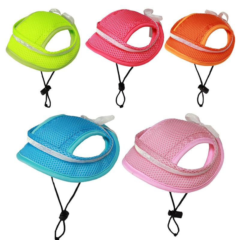 Summer New Breathable Sun-Protective Princess-Style Mesh Fabric Pet Hat for Cats & Dogs with Ear Holes Polyester In Stock