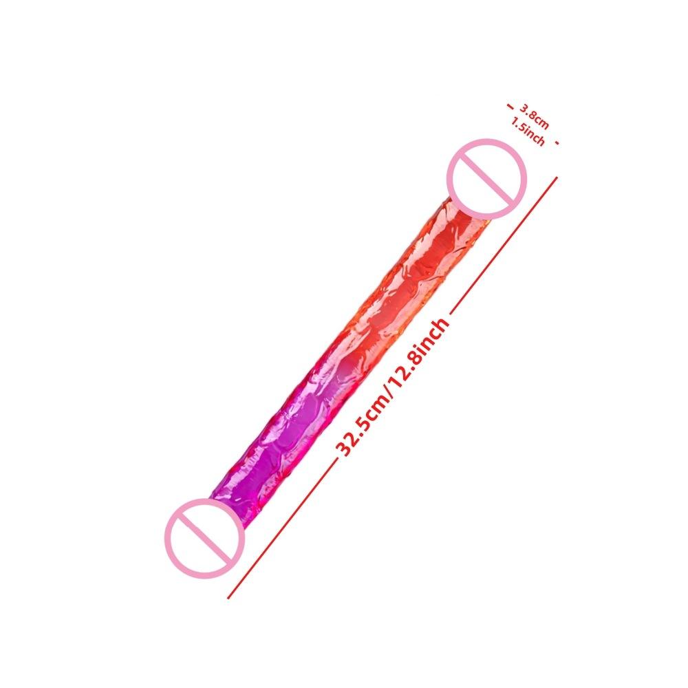 Double-Headed Lala Dildos Sex Toy Female Comrade Double-Headed Dragon Two-Color Jelly Color Dildo Butt Plug