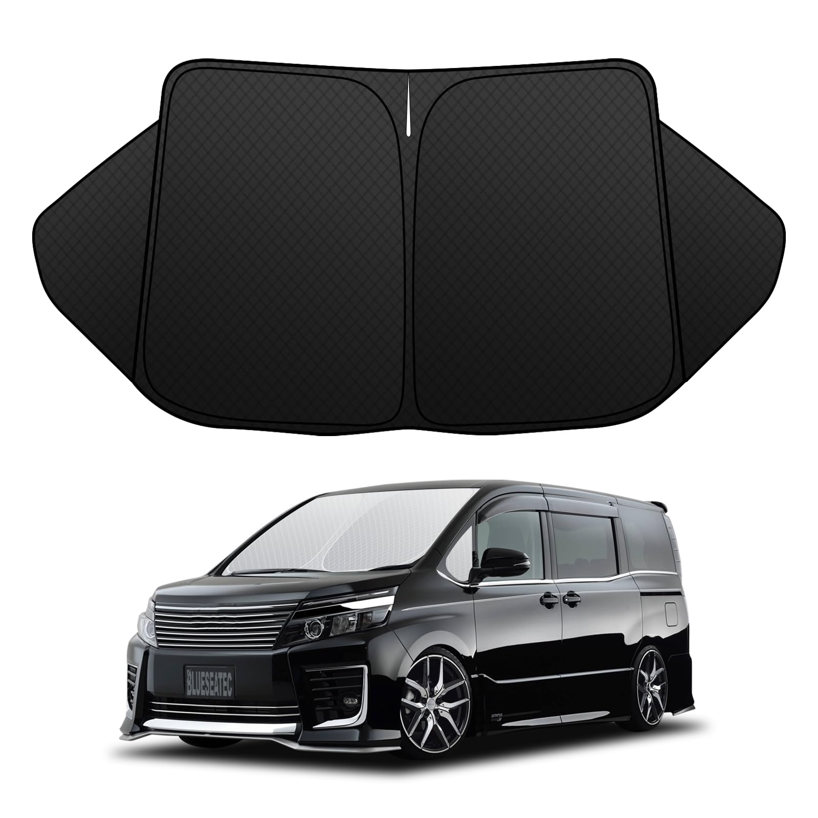 

Toyota 80 Series Windshield Sunshade 2014 October Sunshade with UV Light Blocking and Heat Ideal for Easy Installation and and Includes Storage чёрный