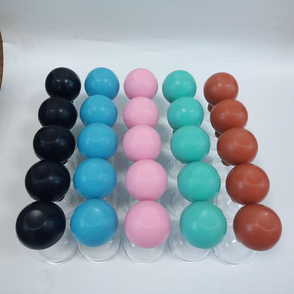 Five-Piece Blue Rubber Cupping Set - Glass Jars for Body Moisture Absorption