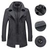 Men Jacket Solid Color Fake Two Piece Autumn Winter Zipper Buttons Coat for