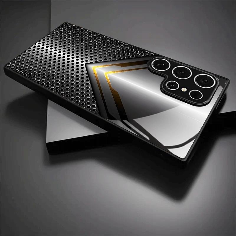 Armor pattern tempered glass phone case suitable for Samsung GalaxyS26 S25 S24 S23 S22 S21 S20FE/Ultra/Plus anti drop back cover